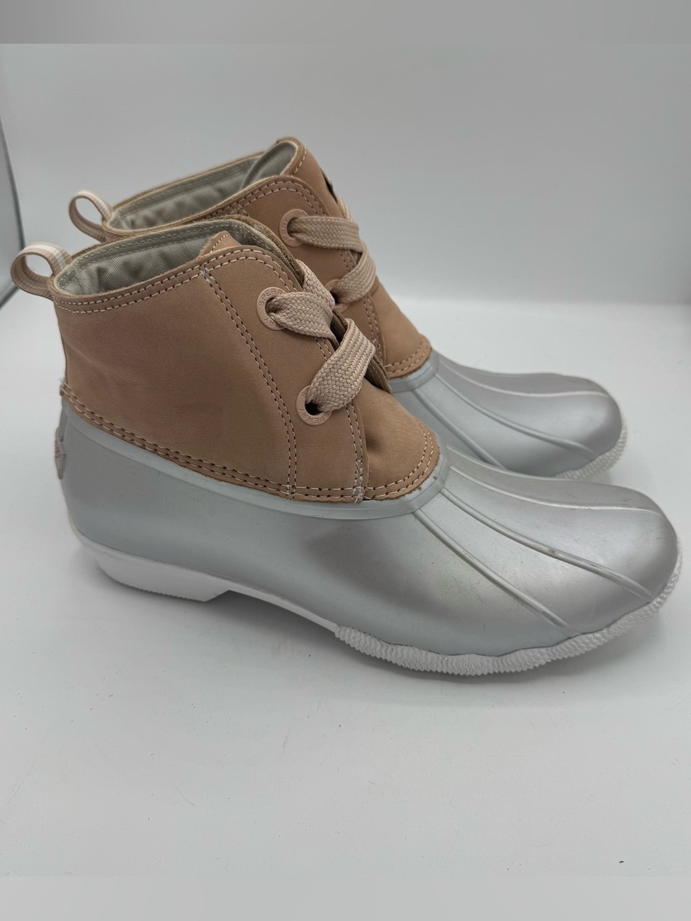 Sperry Waterproof Saltwater 2‎ Eye Duck Boots pink silver size 8.5 rainboot